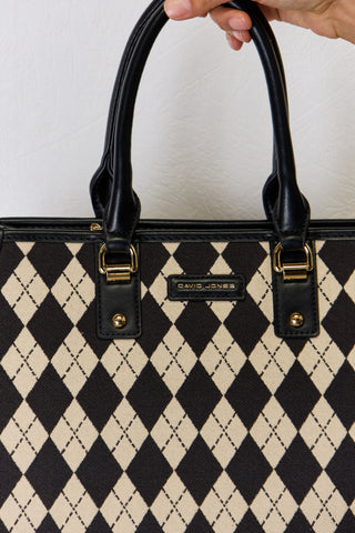 Argyle Pattern Vegan Leather Handbag