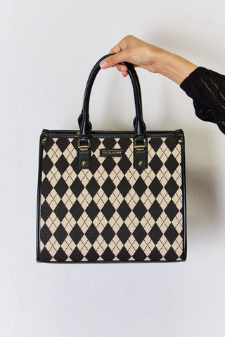 Argyle Pattern Vegan Leather Handbag