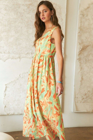 ADORA Abstract Floral V - Neck Maxi Dress - MOD&SOUL - Contemporary Women's Clothing