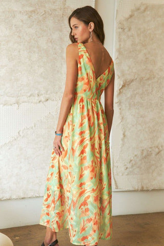 ADORA Abstract Floral V - Neck Maxi Dress - MOD&SOUL - Contemporary Women's Clothing