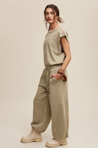 Athleisure French Terry Loose Jogger Jumpsuit - MOD&SOUL - Contemporary Women's Clothing