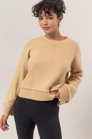 Dropped Shoulder Ribbed Sweater