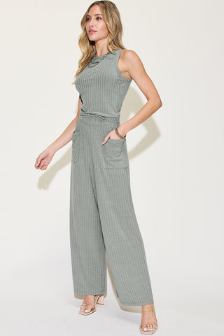 Basic Bae Full Size Ribbed Tank and Wide Leg Pants Set - MOD&SOUL - Contemporary Women's Clothing