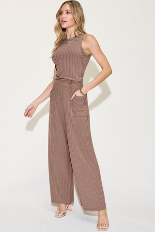 Basic Bae Full Size Ribbed Tank and Wide Leg Pants Set - MOD&SOUL - Contemporary Women's Clothing