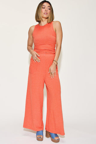 Basic Bae Full Size Ribbed Tank and Wide Leg Pants Set - MOD&SOUL - Contemporary Women's Clothing