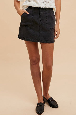 Black Cargo Denim Mini Skirt - MOD&SOUL - Contemporary Women's Clothing