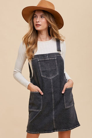 Black Denim Overall Dress - MOD&SOUL - Contemporary Women's Clothing