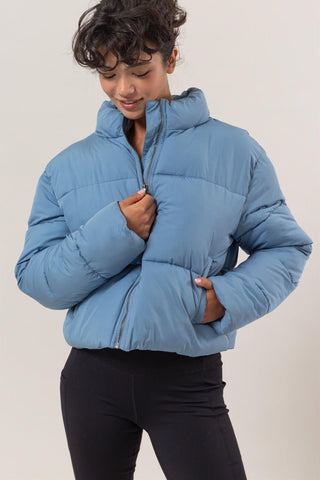 Blue Quilted Puffer Jacket - MOD&SOUL - Contemporary Women's Clothing