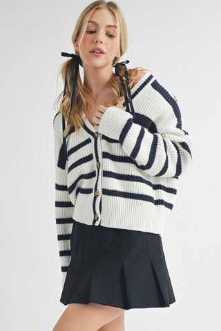 Bona Striped Cardigan - MOD&SOUL - Contemporary Women's Clothing