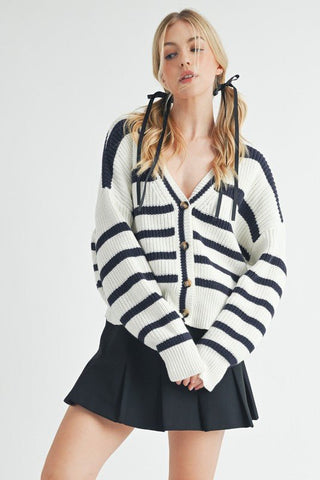 Bona Striped Cardigan - MOD&SOUL - Contemporary Women's Clothing