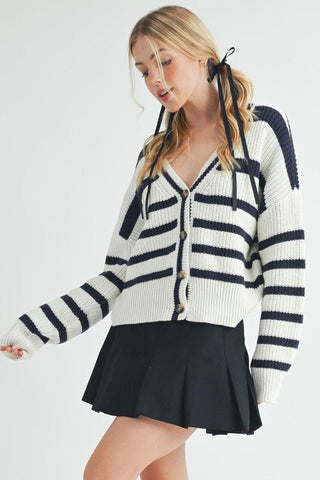 Bona Striped Cardigan - MOD&SOUL - Contemporary Women's Clothing