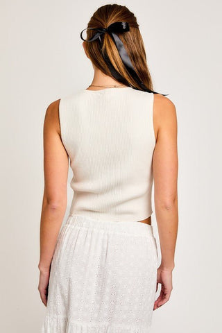 Bow Detail Sleeveless Knit Top - MOD&SOUL - Contemporary Women's Clothing