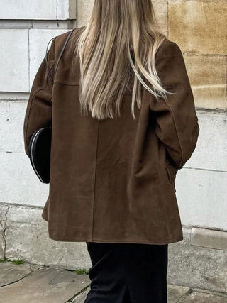 Brown Suede Button Up Jacket - MOD&SOUL - Contemporary Women's Clothing