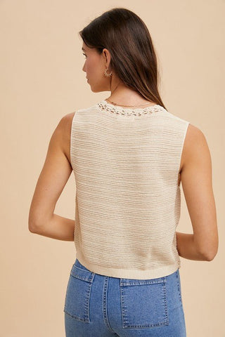 Button Down Knit Vest Top - MOD&SOUL - Contemporary Women's Clothing