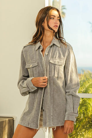 Button Up Corduroy Shacket - MOD&SOUL - Contemporary Women's Clothing