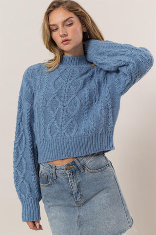 Cable - Knit Mock Neck Sweater - MOD&SOUL - Contemporary Women's Clothing