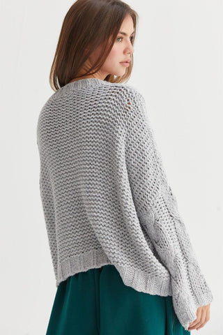 Cable Knit V - Neck Sweater - MOD&SOUL - Contemporary Women's Clothing