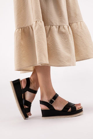 Clever-S Cross Strap Wedge Sandals - MOD&SOUL - Contemporary Women's Clothing