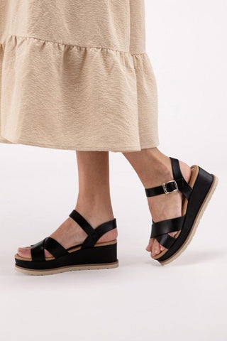 Clever-S Cross Strap Wedge Sandals - MOD&SOUL - Contemporary Women's Clothing