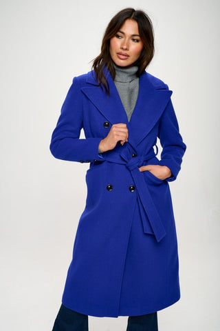 Coalition LA Double - Breasted Longline Coat with Belt - MOD&SOUL - Contemporary Women's Clothing