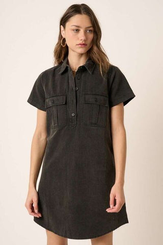 Collared Short Sleeve Shirt Dress - MOD&SOUL - Contemporary Women's Clothing