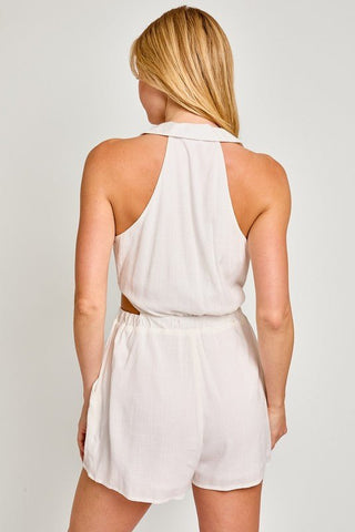 Collared Sleeveless Romper - MOD&SOUL - Contemporary Women's Clothing