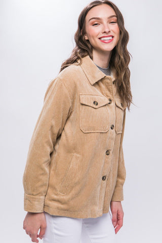 Corduroy Sherpa Jacket - Beige - MOD&SOUL - Contemporary Women's Clothing