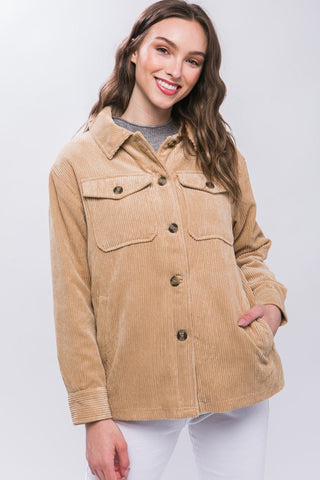 Corduroy Sherpa Jacket - Beige - MOD&SOUL - Contemporary Women's Clothing