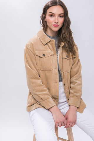 Corduroy Sherpa Jacket - Beige - MOD&SOUL - Contemporary Women's Clothing