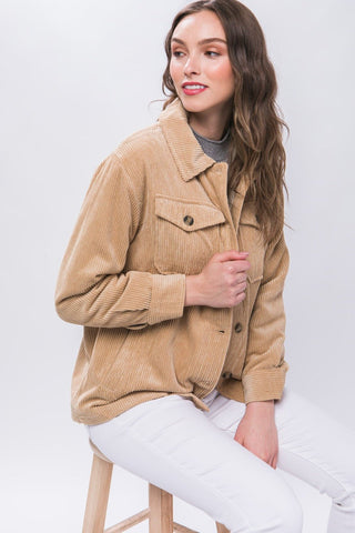 Corduroy Sherpa Jacket - Beige - MOD&SOUL - Contemporary Women's Clothing