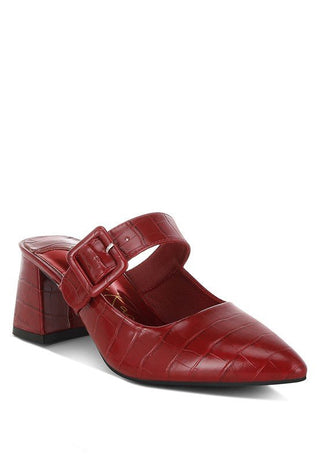 Croc Buckle Strap Detail Mules - MOD&SOUL - Contemporary Women's Clothing