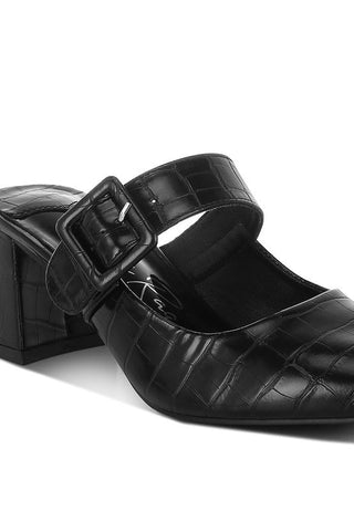 Croc Buckle Strap Detail Mules - MOD&SOUL - Contemporary Women's Clothing