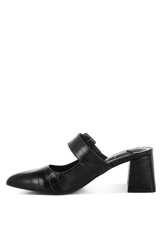 Croc Buckle Strap Detail Mules - MOD&SOUL - Contemporary Women's Clothing