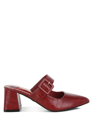 Croc Buckle Strap Detail Mules - MOD&SOUL - Contemporary Women's Clothing