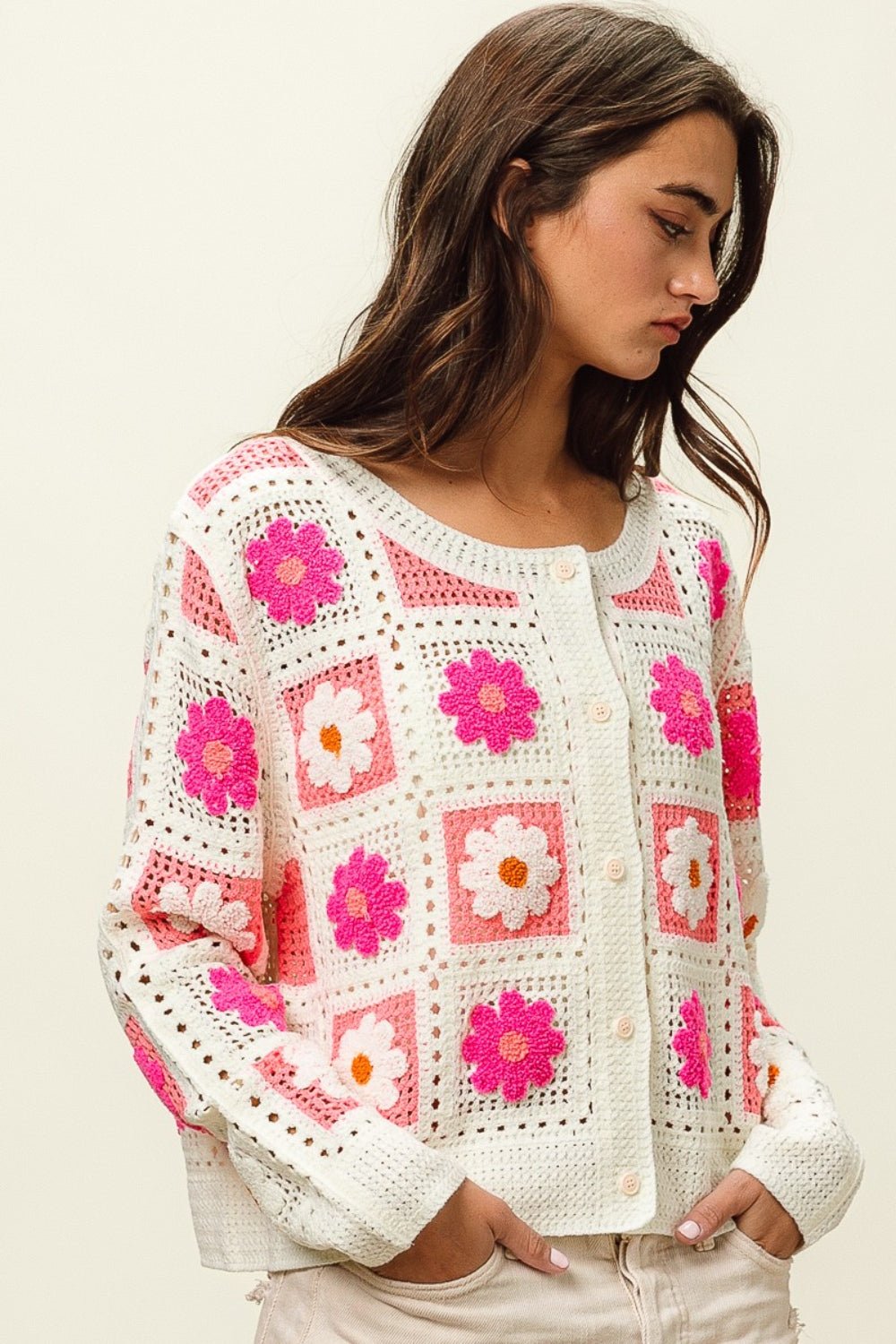 Crochet Floral Cardigan