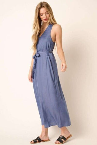 Cross Back Belted Maxi Dress - MOD&SOUL - Contemporary Women's Clothing