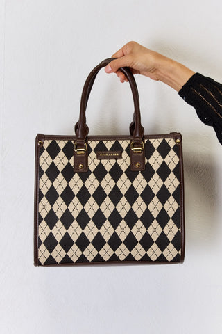 Argyle Pattern Vegan Leather Handbag