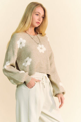 Floral Cropped Sweater - MOD&SOUL - Contemporary Women's Clothing