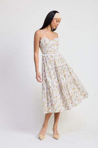 Floral Midi Corset Dress - MOD&SOUL - Contemporary Women's Clothing