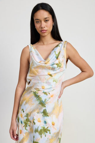 FLORAL MIDI COWL NECK DRESS - MOD&SOUL - Contemporary Women's Clothing