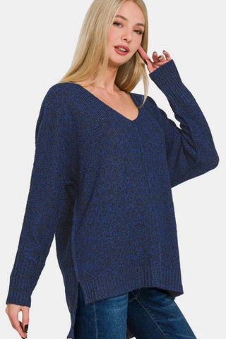 High - Low Center Seam V - Neck Sweater - MOD&SOUL - Contemporary Women's Clothing