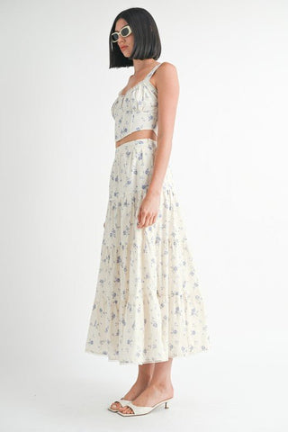 IPA2228S FLORAL TIERED MAXI SKIRT - MOD&SOUL - Contemporary Women's Clothing