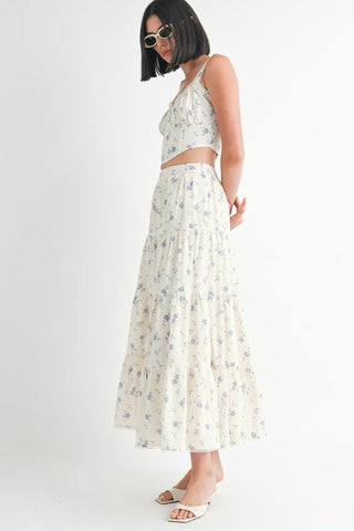 IPA2228S FLORAL TIERED MAXI SKIRT - MOD&SOUL - Contemporary Women's Clothing