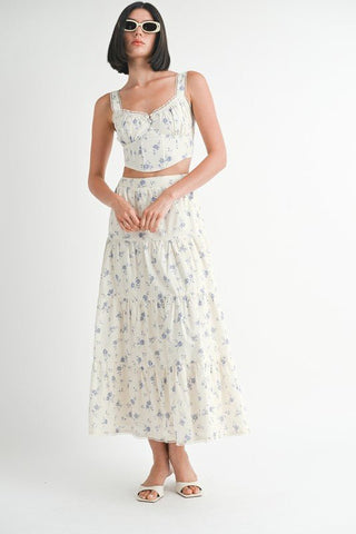 IPA2228S FLORAL TIERED MAXI SKIRT - MOD&SOUL - Contemporary Women's Clothing