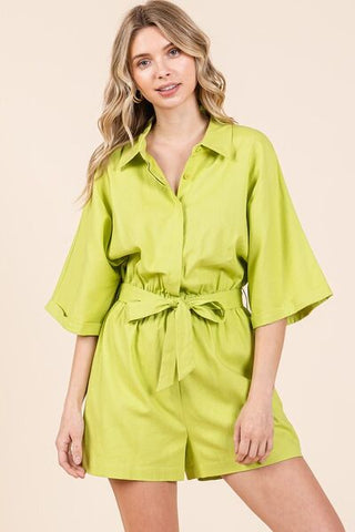 Lime Linen Romper - MOD&SOUL - Contemporary Women's Clothing