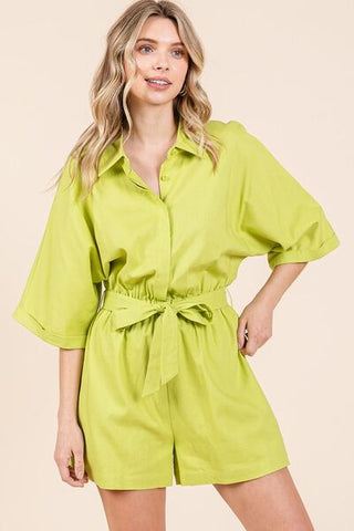 Lime Linen Romper - MOD&SOUL - Contemporary Women's Clothing