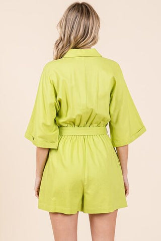 Lime Linen Romper - MOD&SOUL - Contemporary Women's Clothing