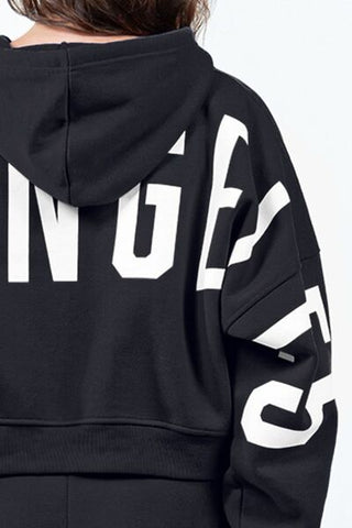 Los Angeles Cropped Hoodie - Black - MOD&SOUL - Contemporary Women's Clothing