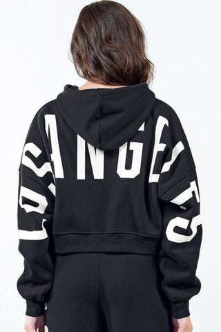 Los Angeles Cropped Hoodie - Black - MOD&SOUL - Contemporary Women's Clothing