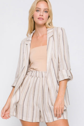 Love Tree Linen Woven Striped Blazer - MOD&SOUL - Contemporary Women's Clothing